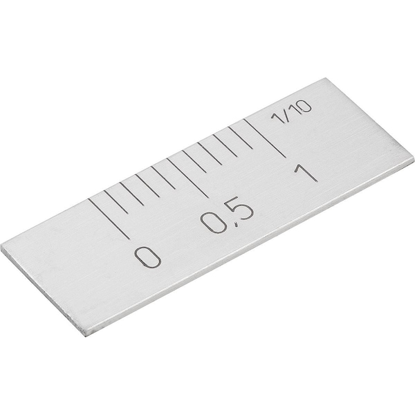 Vernier Scale Self Adhesive, Horizontal L=40 15X1, Stainless Bright, Zero Point Left, Scale Top